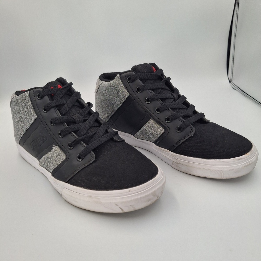 Fila Men's Size 8 Canvas Leather‎ Mid Top Fashion Sneakers Gray/Black